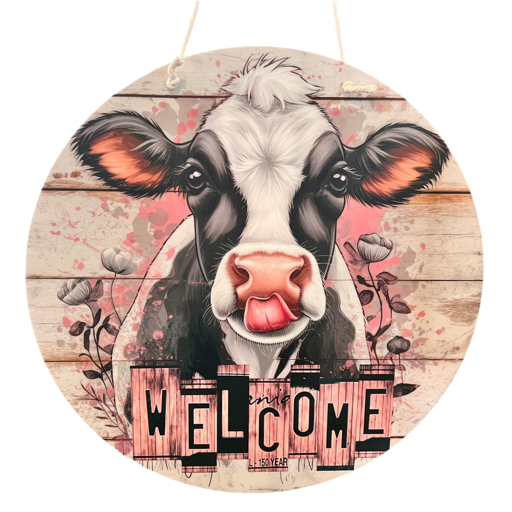Welcome Cow Door Hanger Sign