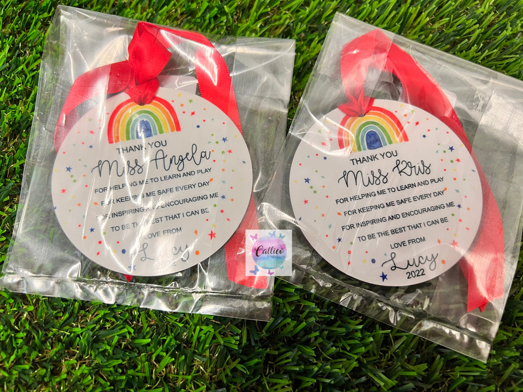 Wooden Printed Rainbow Ornament Teacher Daycare Educator Gift