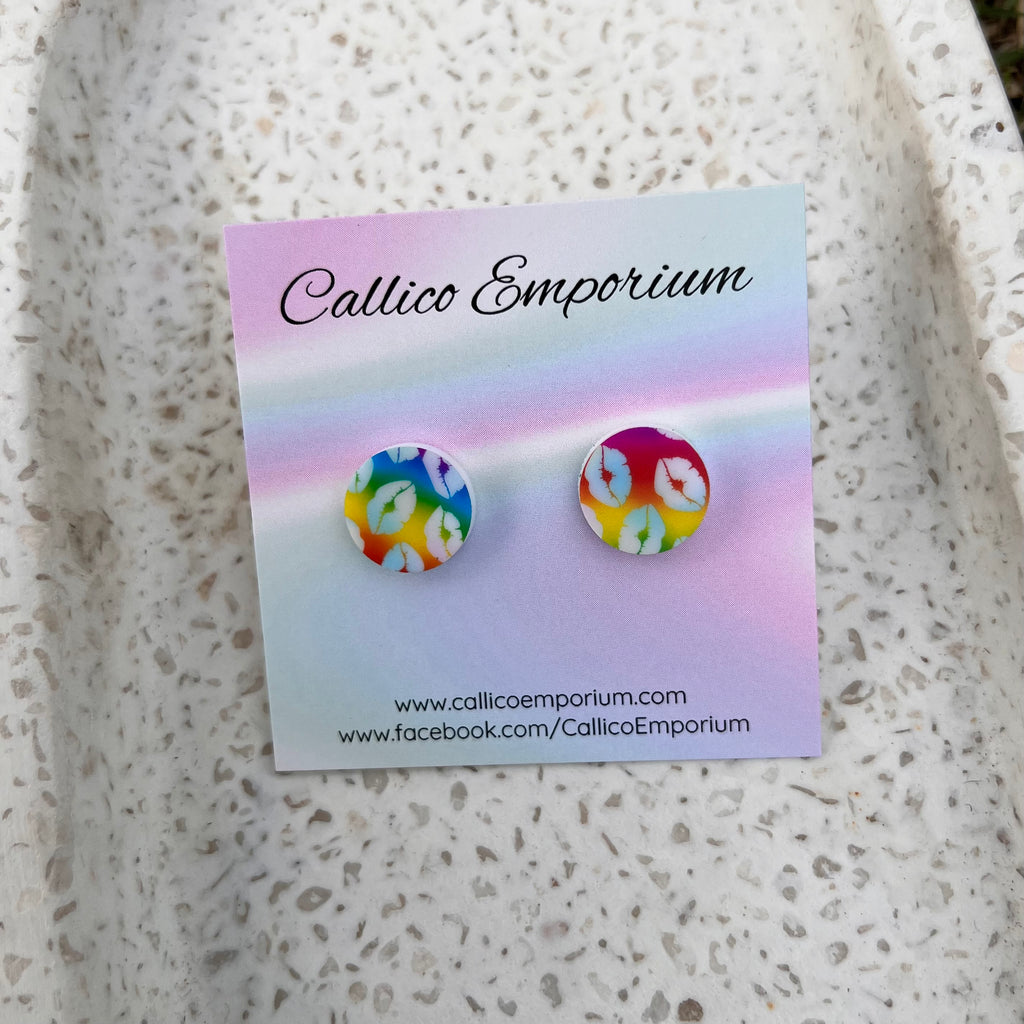 Rainbow Lips - UV Printed Acrylic Studs 15mm