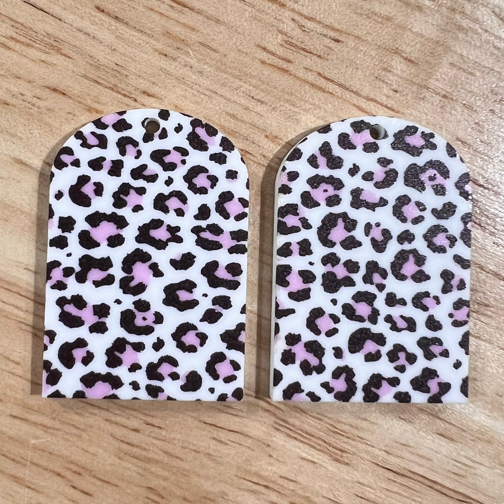 UV Printed Acrylic Pink Leopard Print Arch Dangle Blanks with hole