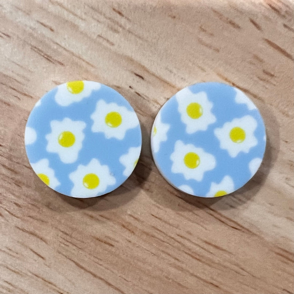 UV Printed 20mm Acrylic Fried Eggs Print Stud Blanks