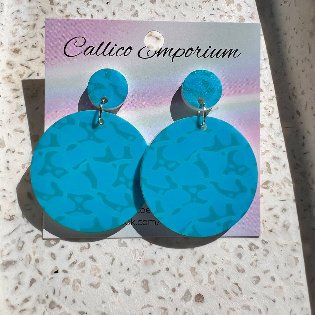 Blue Swirl - UV Printed Stud Dangles