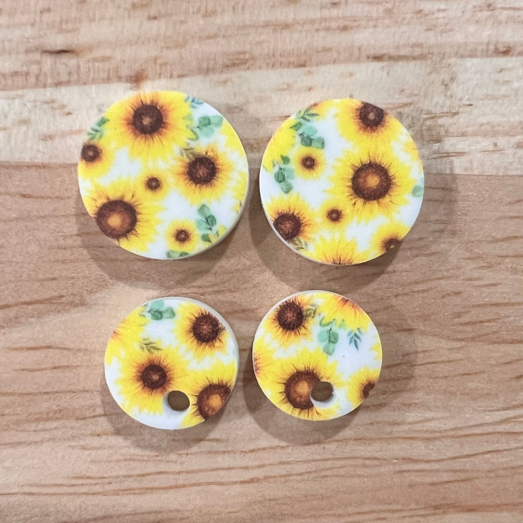 UV Printed 15mm Acrylic Sunflowers Stud Blanks