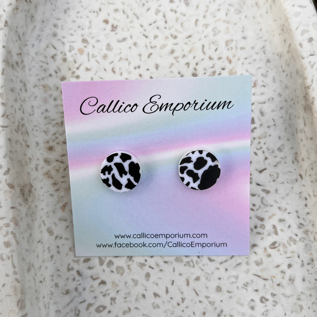 Cow Print - UV Printed Acrylic Studs 15mm