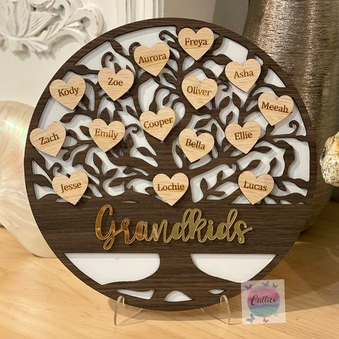 ADDITIONAL HEARTS FOR - Round Family Tree with Hearts - 3D Triple layer  sign with stand
