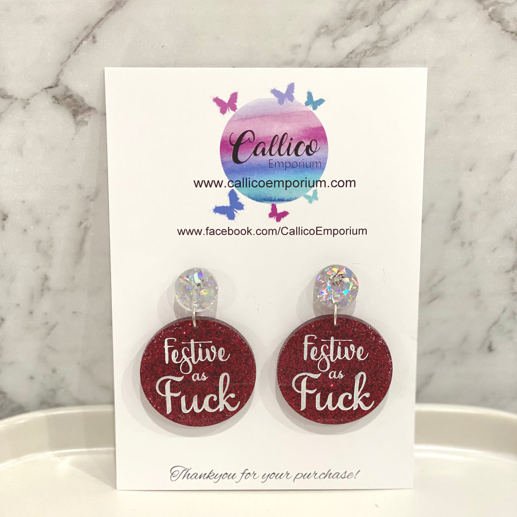 Festive as F Glitter Earrings