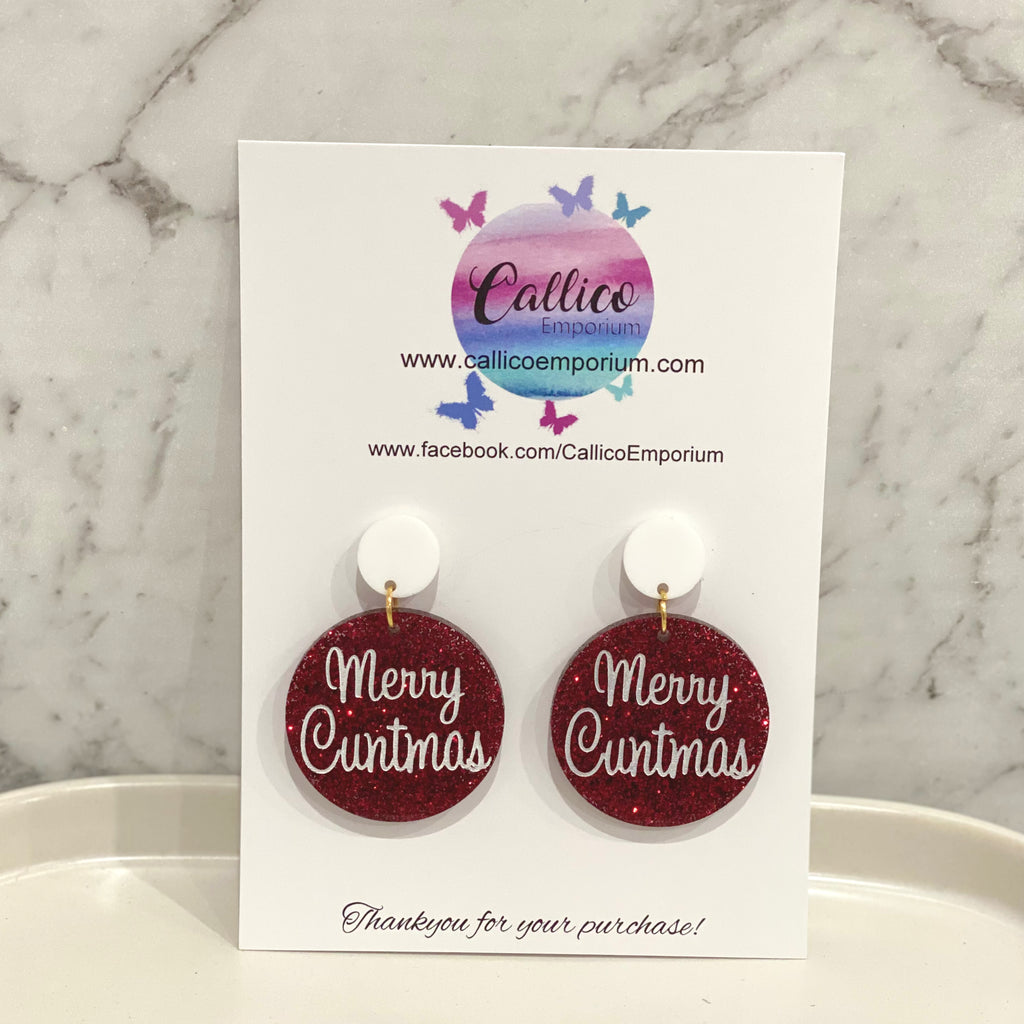 Merry Cuntmas Glitter Earrings