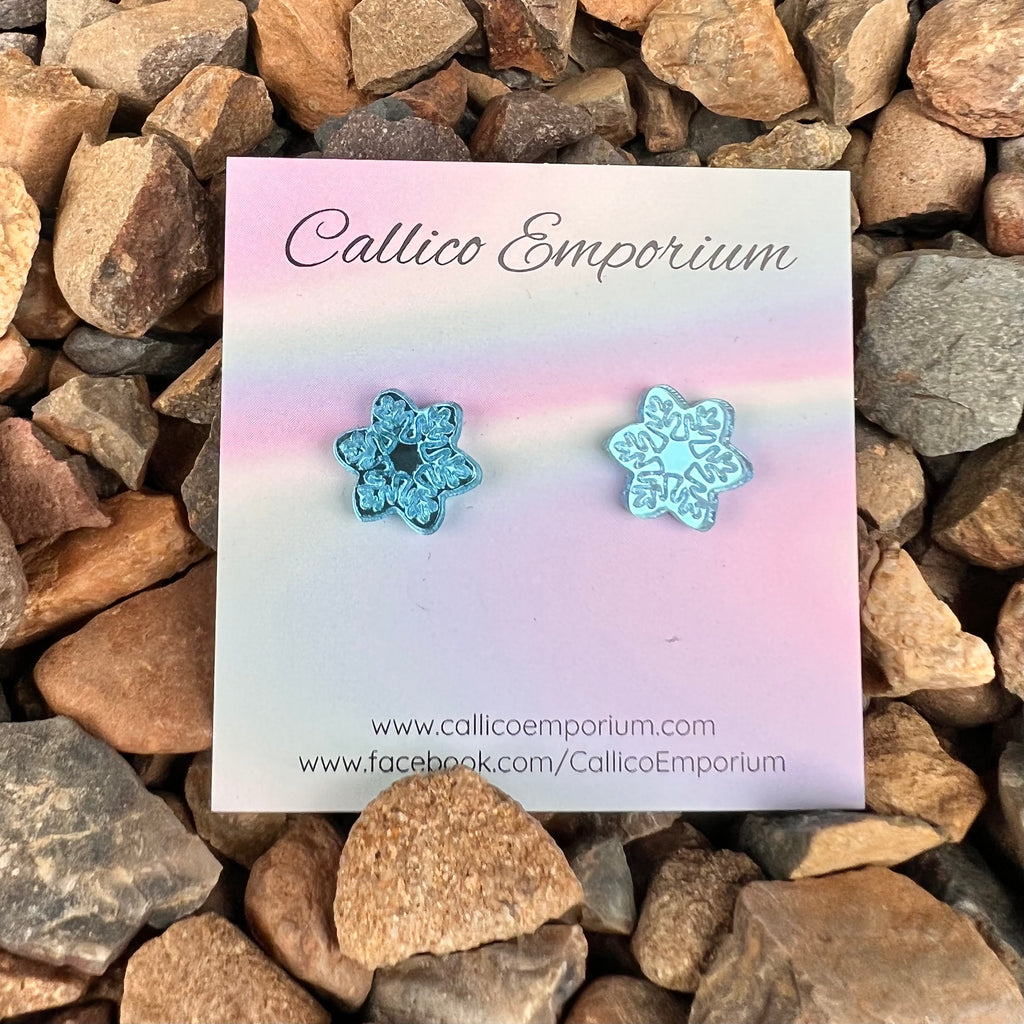 Blue Snowflake Acrylic Stud Earrings