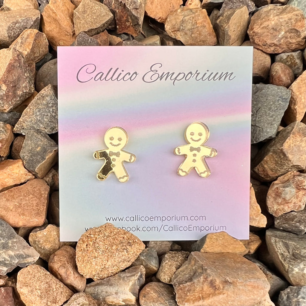 Gingerbread Man Acrylic Stud Earrings