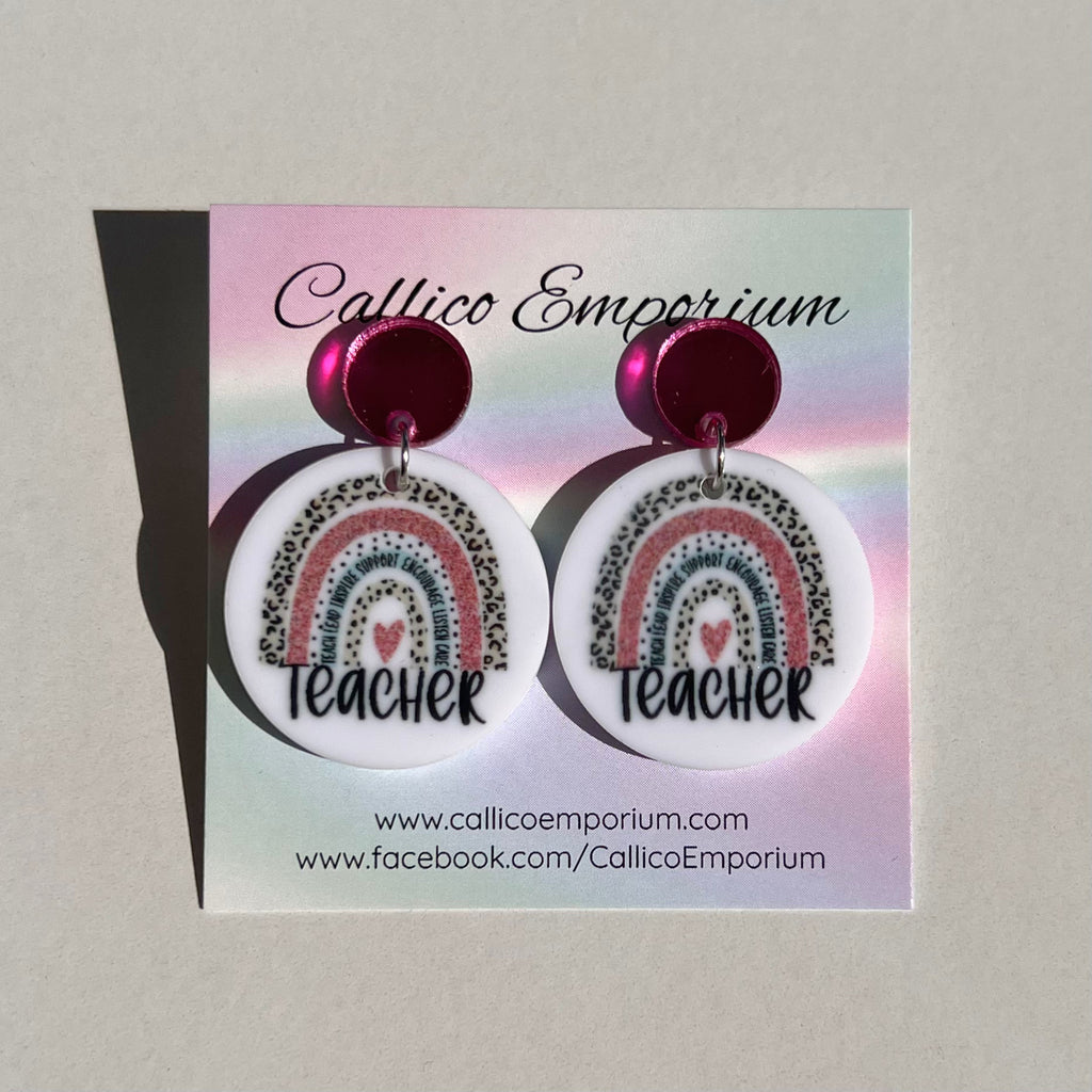 Teacher Rainbow - Printed Stud Dangles
