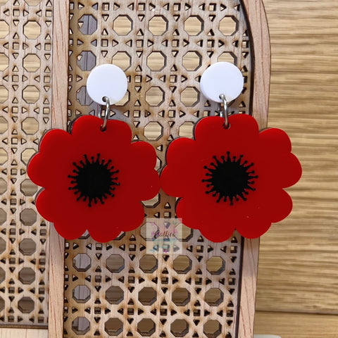 Poppy Double layered Acrylic Stud Dangle Earrings