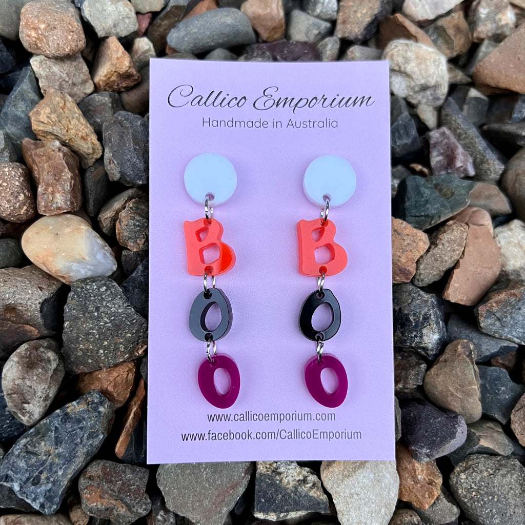 “BOO” letters Halloween Dangle Stud Earrings