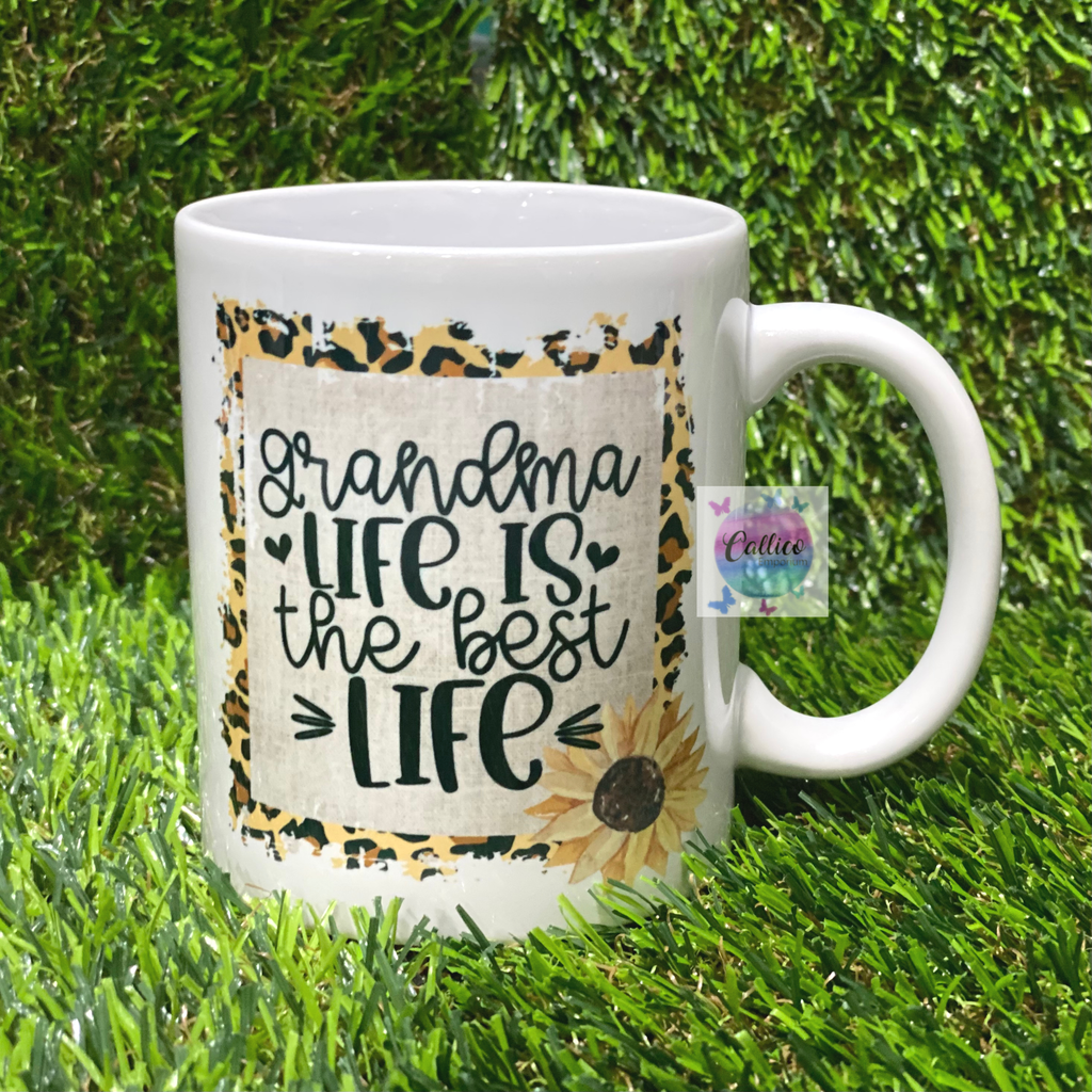 Grandma Life is the Best Life Leopard Sunflower 11oz Mug
