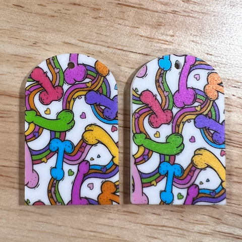 UV Printed Acrylic Colourful Peens Print Arch Dangle Blanks with hole