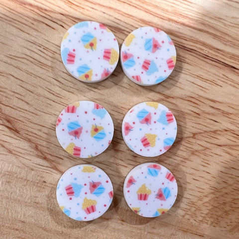 UV Printed 15mm Acrylic Cupcakes Stud Blanks