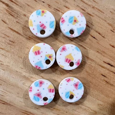 UV Printed 12mm Acrylic Cupcakes Earring Toppers (with hole)
