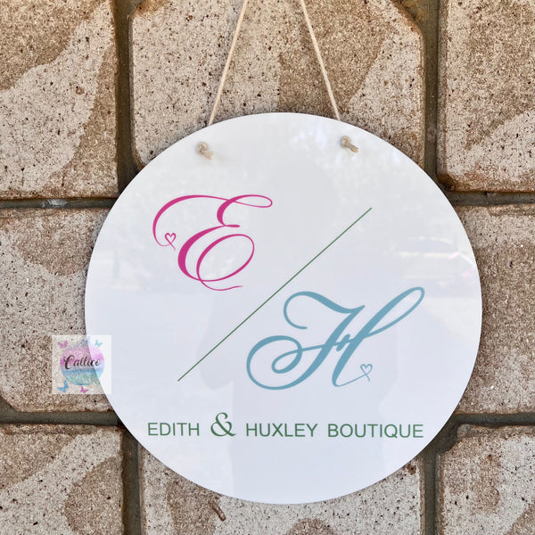 Custom Printed Acrylic Business Logo Hanging Sign 30cm Round