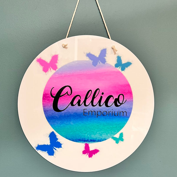 Custom Printed Acrylic Business Logo Hanging Sign 30cm Round