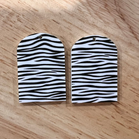 UV Printed Acrylic Zebra Print Arch Dangle Blanks with hole