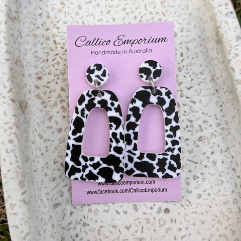 Cow Print - UV Printed Stud Dangles