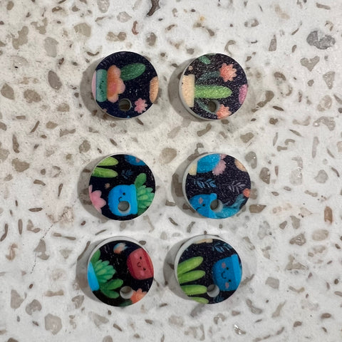 UV Printed 12mm Acrylic Cheeky Succulents Earring Toppers (with hole)