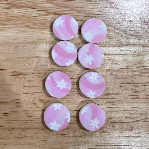 UV Printed 15mm Acrylic Pink Swirl Floral Stud Blanks
