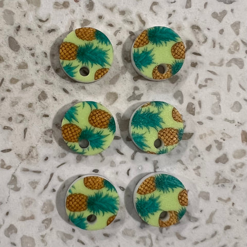 UV Printed 12mm Acrylic Pineapples Print Earring Toppers (with hole)