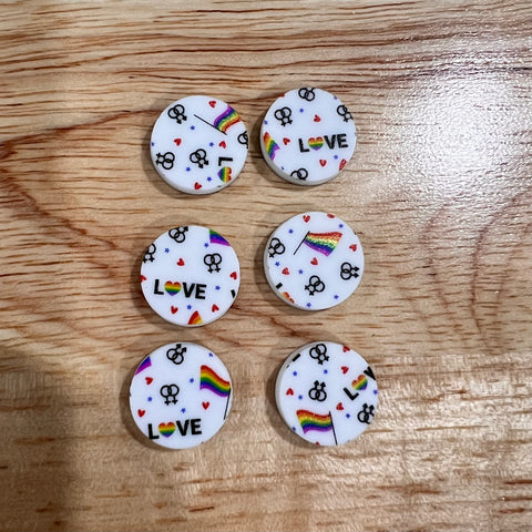 UV Printed 15mm Acrylic LOVE Pride Stud Blanks