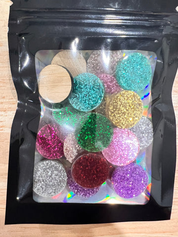 MIXED BAG GLITTER STUD BLANKS- 11 pairs (1 pair of each colour - 10 glitter colours and 1 bamboo)