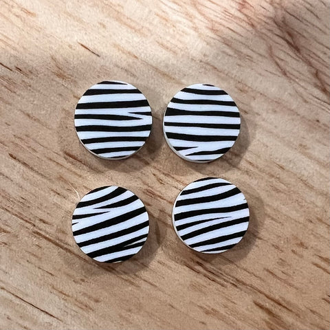 UV Printed 15mm Acrylic Zebra Print Stud Blanks