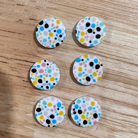 UV Printed 15mm Acrylic Abstract Dots Stud Blanks