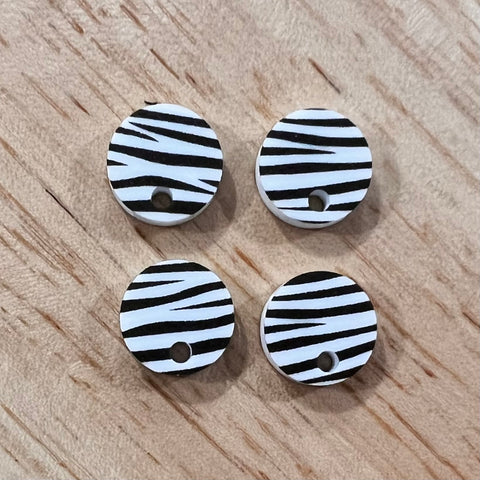 UV Printed 12mm Acrylic Zebra Print Earring Toppers (with hole)
