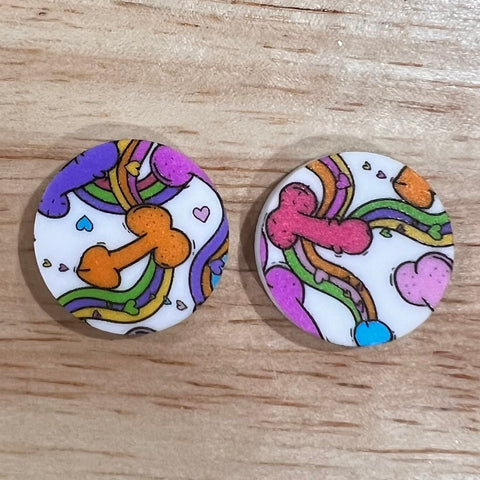 UV Printed 20mm Acrylic Colourful Peens Print Stud Blanks