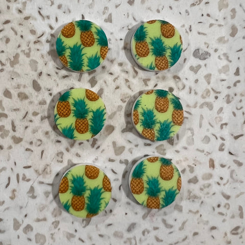 UV Printed 15mm Acrylic Pineapples Stud Blanks