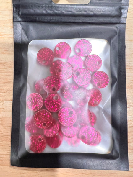 MIXED BAG GLITTER EARRING TOPPERS - 33 pairs (3 pairs of each colour - 10 glitter colours and 1 bamboo)