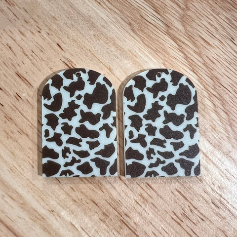 UV Printed Acrylic Mint/Brown Cow Print Arch Dangle Blanks with hole
