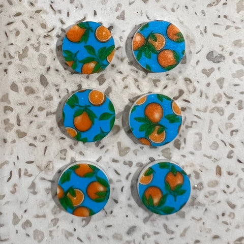 UV Printed 15mm Acrylic Oranges Stud Blanks