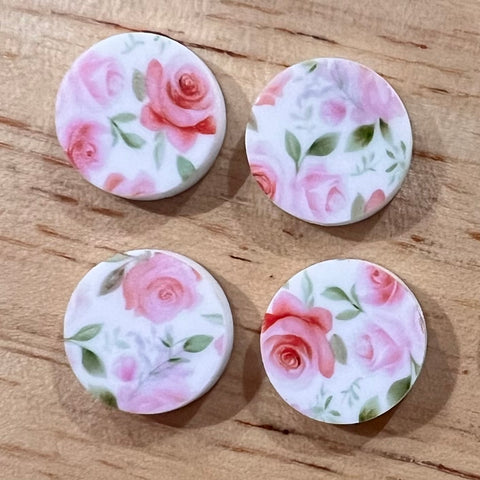 UV Printed 15mm Acrylic Cottage Roses Stud Blanks