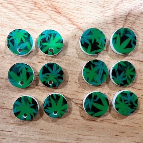 UV Printed Acrylic Mary Jane Leaf 15mm Stud Blanks or 14mm Earring Toppers (with hole)