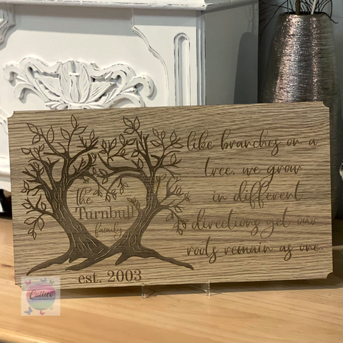 Like Branches on a tree - Surname Family Tree engraved sign