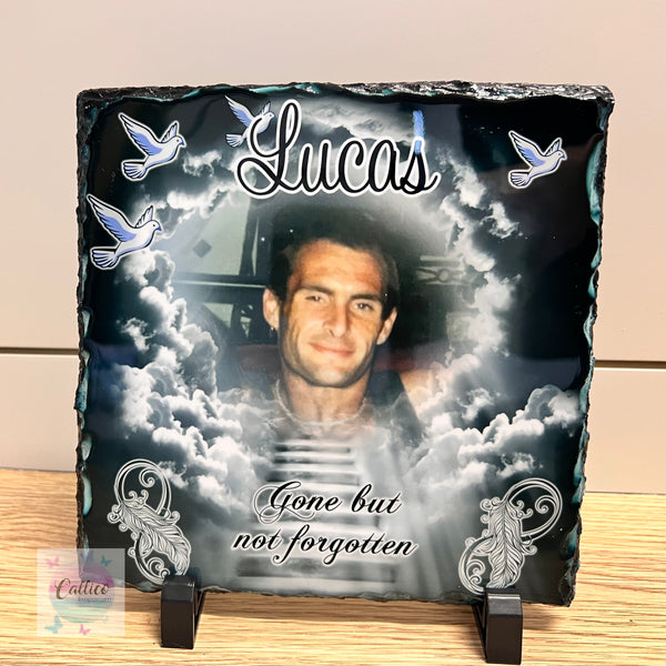 Memorial Photo Rock Slate - Medium Square