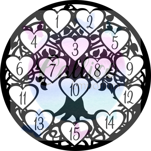 Round Tree of Life with 15 Hearts - 60cm