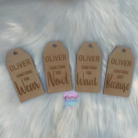 Something you Want, Need, Read, Wear Personalised Gift tags