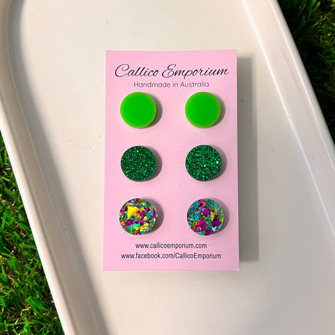 Greens Acrylic Stud Trio Pack