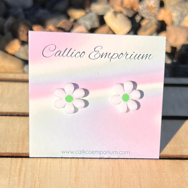 Daisy White Acrylic Studs - assorted colours