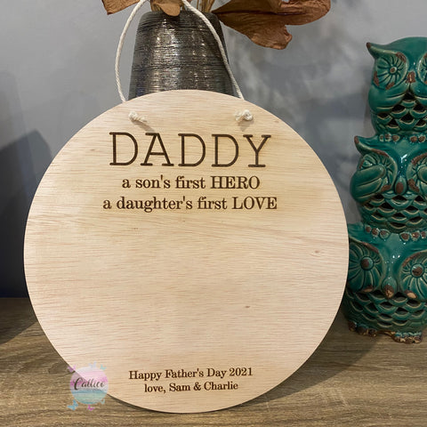 Daddy/Dad Hero/Love - DIY hand / foot print wooden sign