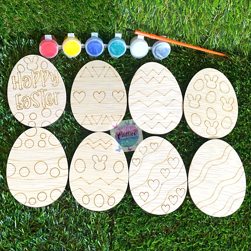Easter Craft Pack - Wooden Egg Painting Kit