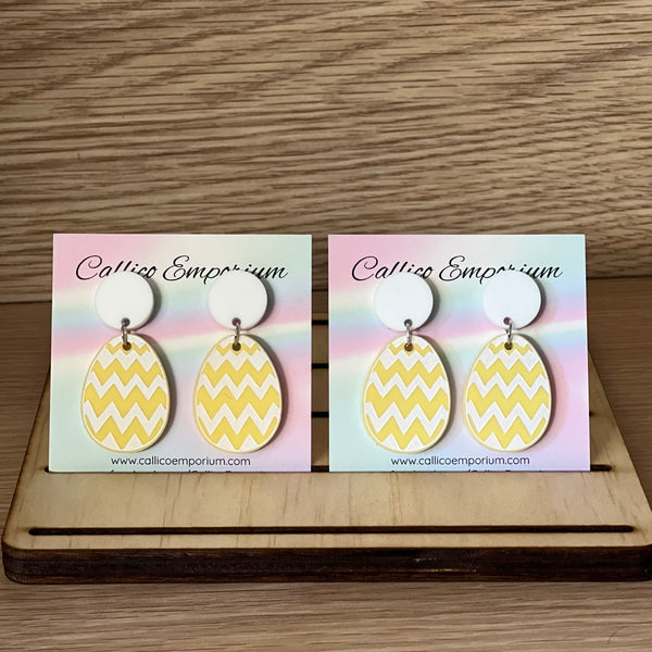 Acrylic Easter Stud Dangle Earrings - Chevron or Dots