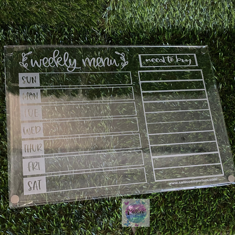 Weekly Menu / Need to Buy Acrylic fridge planner