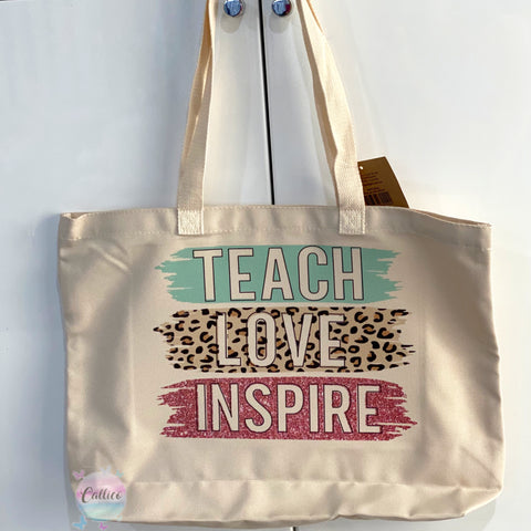 Teach Love Inspire - Teachers Printed Canvas tote